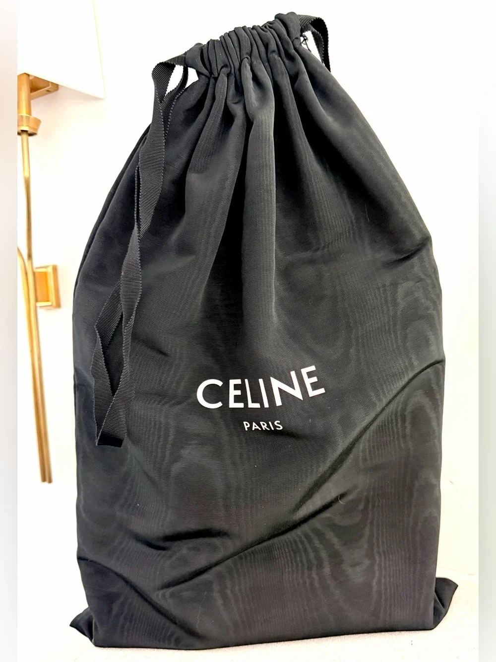 CELINE Small Vertical Cabas Natural Canvas Tan Leather Tote Crossbody
